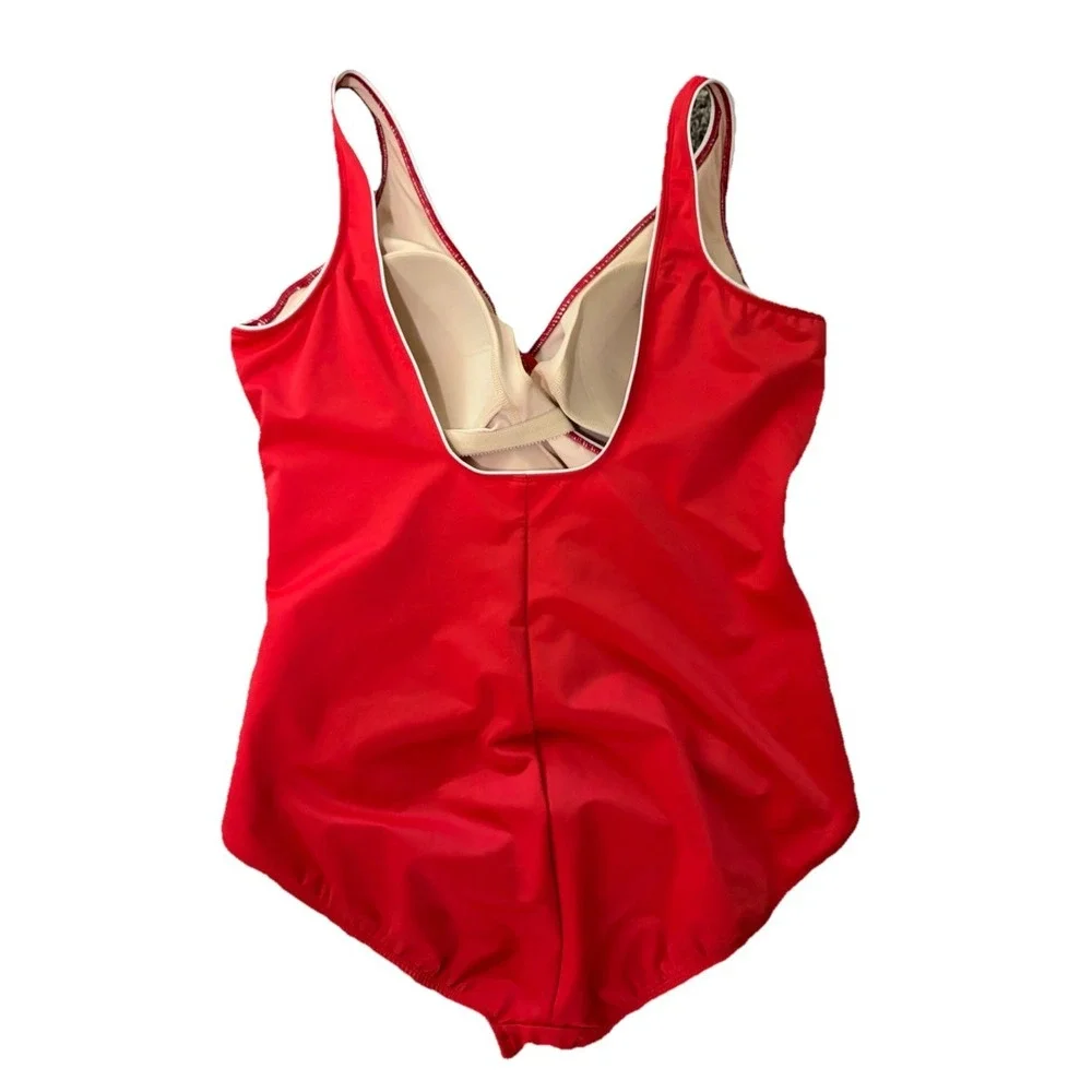 Miraclesuit Horizon One Piece Swimsuit Womens 18 Red Tummy Control Faux Wrap
